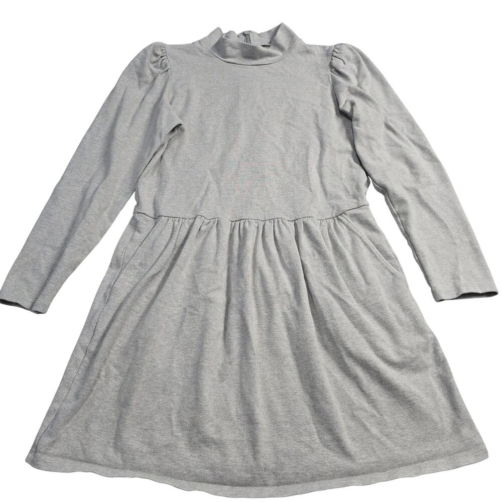LA VIE Rebecca Taylor Gray Knit Dress XL Mock Neck Long Sleeve Fit & Flare